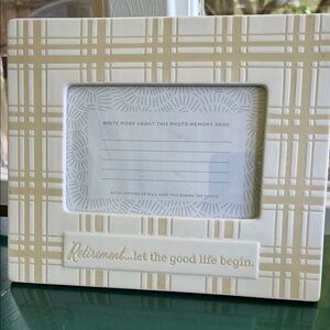 Hallmark Cream and White Plaid Retirement Frame